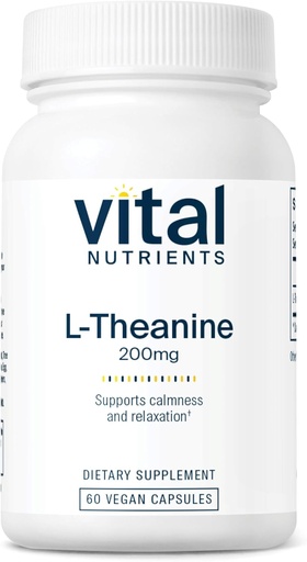 [BRSWIYQTC4CGACLM] Vital Nutrients L-Theanine 200mg | Vegan Supplement | L Theanine Supplement Supports Normal Stress Levels and Cognitive Function* | Gluten, Dairy and Soy Free | 60 Capsules