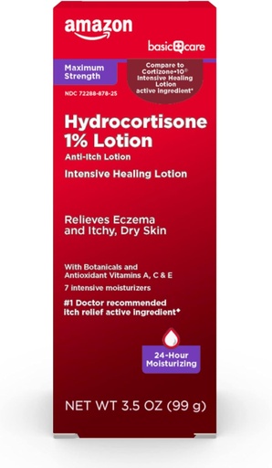 [BRSWYCANDNYWM3TO]   Basic Care Maximum Strength 1% Hydrocortisone Anti-Itch Lotion for Eczema, 3.5 ounce (Pack of 1)