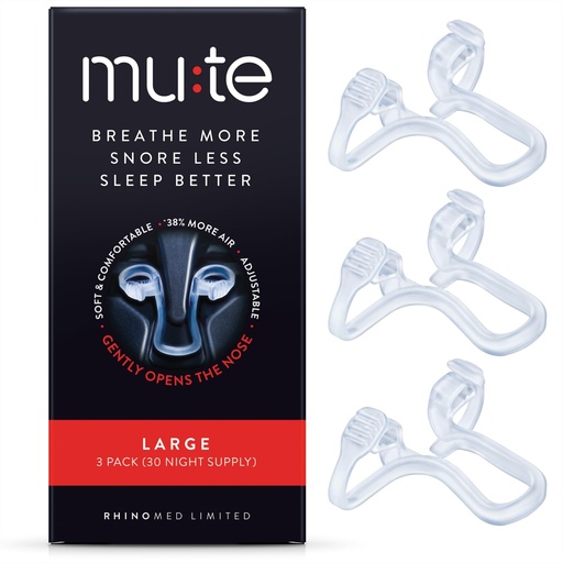 [BRSWKYYFCF6GI2LM] Mute Nasal Dilator Snoring Solution | Large 3 Pack | Snore Less & Sleep Better | Nasal Strip Alternative | Comfortable Breathing Aids for Better Sleep & Improved Airflow