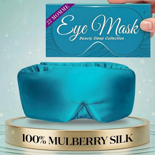 [BRSREZQRCMCAO3DP] SLEEP SANCTUARY 100% Pure Mulberry Silk Sleep Mask - 22 Momme Light Blocking Hook & Loop Silk Eye Mask for Sleeping - Secure Fit for Side Sleepers, Women & Men - Cloud Soft (Peacock Blue)