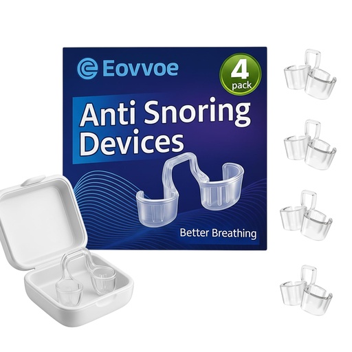 [BRSRGFAHOYOWGHI7] Anti Snoring Devices, Snoring Solution with Adjustable Snore Stopper, 3-Gear Fit, Improves Airflow, Reusable – 4 Pack