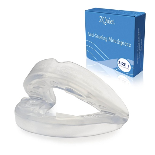 [BRSW2FAQAEMAI3T6] ZQuiet, Anti-Snoring Mouthpiece, Comfort Size #1, Single Refill, Clear, Made in USA, BPA-Free, Medical-Grade Material