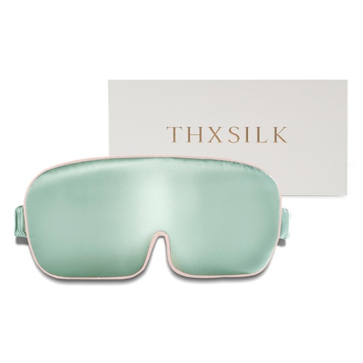 [BRSRAHQCCABGAD3L] THXSILK 100% Mulberry Silk Sleep Mask, 6A Grade 25 Momme Eye Mask for Sleeping, Color-Blocking Blindfold, Soft Silk Eye Cover for Women, Men, Travel, Nap, Airplane(4×9inches, Mint Green)