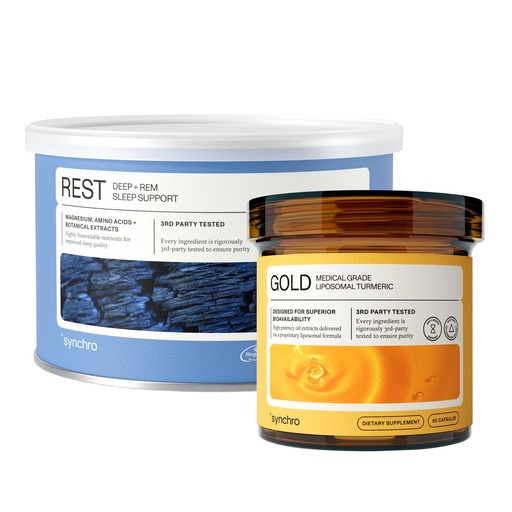 [BRSREGTYOAMRYHL6] Synchro Gold Medical-Grade Liposomal Turmeric Rest Sleep Support Bundle