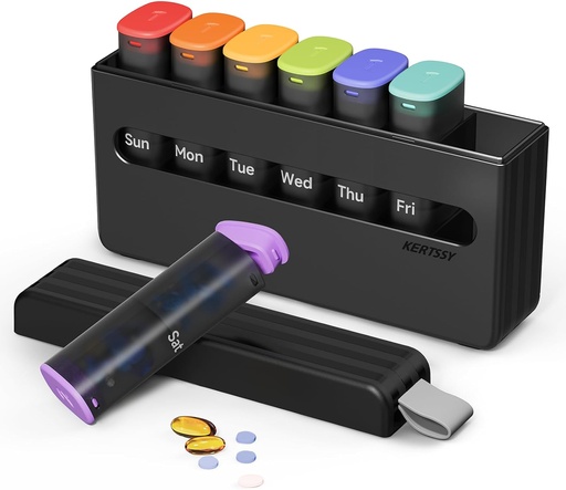 [BRSRAGAHBEOWOHQV] Weekly Pill Organizer 2 Times a Day - Am Pm Pill Box 7 Day, Large Twice Medicine Pill Case for Daily Medication, Vitamins, Fish Oils, Supplements Portable Week Pill Holder Container, Translucent Black
