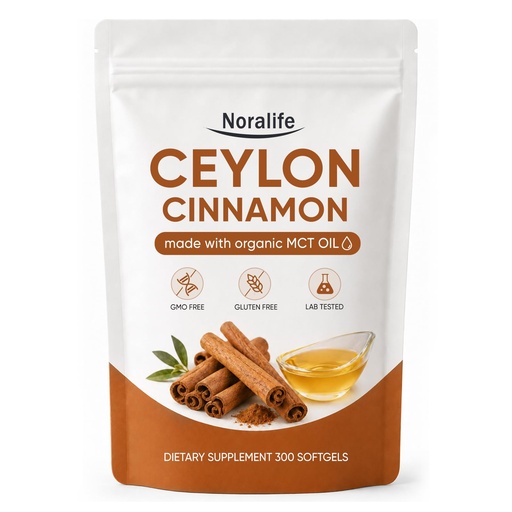 [BRSRYZADCB5W23TZ] Noralife Ceylon Cinnamon SoftGels with MCT Oil, Highly Bioavailable Herbal Extract, Non-GMO, Gluten Free - 300 Softgels (1pcs)
