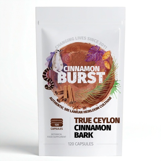 [BRSRGYD5OJ4AA2D3] Organic Burst Cinnamon (Capsules) | True Ceylon Cinnamon from Sri Lanka | Free from Nasties | 120 Capsules