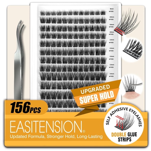 [BRSROBD6PIARA2TZ] 156 PCS Self Adhesive Eyelashes Clusters Kit Lash Clusters DIY Eyelashes Pre Glued No Glue Needed No Remover No residue