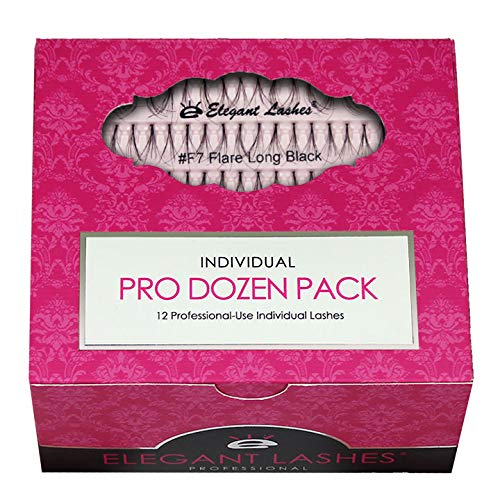 [BRSWGA35ARYG2ALB] Elegant Lashes Individual Regular Flare X-Long Black Eyelashes (Pro Dozen Pack - 12 Trays)