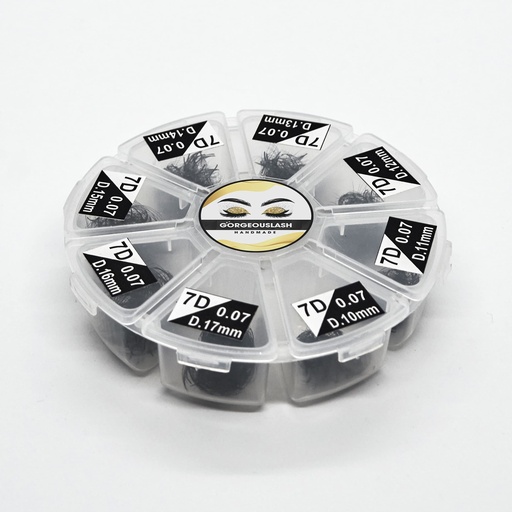 [BRSW2ZAYCQHRS2A3] 1200 Fans, Mixed 8D, 7D, 6D, 5D, 4D, 3D, Curl D or C Lashes, 0.07mm Diameter. Ready to ship.Handmade and Gorgeously-Crafted! (7D Mix, D Curl)