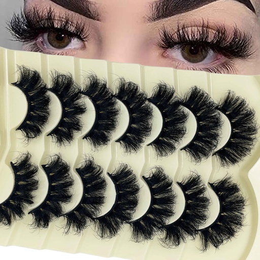 [BRSREAA2CUDWKCD2] 20mm Dramatic Cat Eye False Eyelashes Mink Fluffy Lahses Strip 3D D Curl Big Eyelashes 25mm Full Volume Long Lash Extensions for Big Eyes 7 Pais Pack YH115