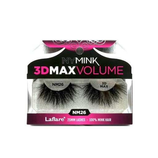 [BRSW2HQPBAIWA2D6] Laflare 3D NY MAX VOLUME EyeLashes, 20-25mm Long Dramatic Styles, 100% Real Mink Hair Lashes, Luxury Makeup, Natural, Light, Trendy, Variety, Reusable, Multi Layered Unharmfully Sourced Lashes (NM26)