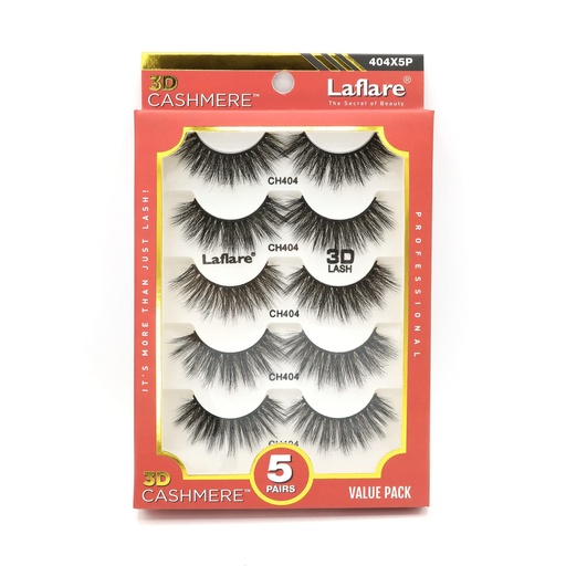 [BRSW2FTRBEAREGTV] Laflare 3D Cashmere False Eyelashes Multipack, Ultra Soft, Glam, Luxurious, Cruelty-Free, Reusable, Fake Eyelashes 5 Pairs Value Pack (404X5P)