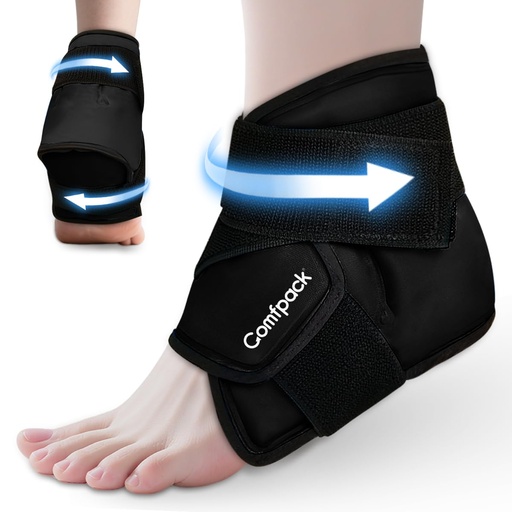 [BRSRMAT7OUARMGQ6] Comfpack Ankle Ice Pack Wrap for Swelling, FSA Eligible, Heel Ice Pack for Pain Relief, Hot Cold Therapy Cold Pack for Plantar Fasciitis, Achilles Tendonitis, Ankle Sprain, Foot Pain, Black