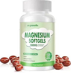 [BRSRAED3CEGWCETD] Magnesium Supplement Softgels, Easy Absorption Magnesium Glycinate 500mg, High Bioavailability Magnesium for Sleep & Calm Support, Nervous, Muscle & Bone Health 120 Softgels