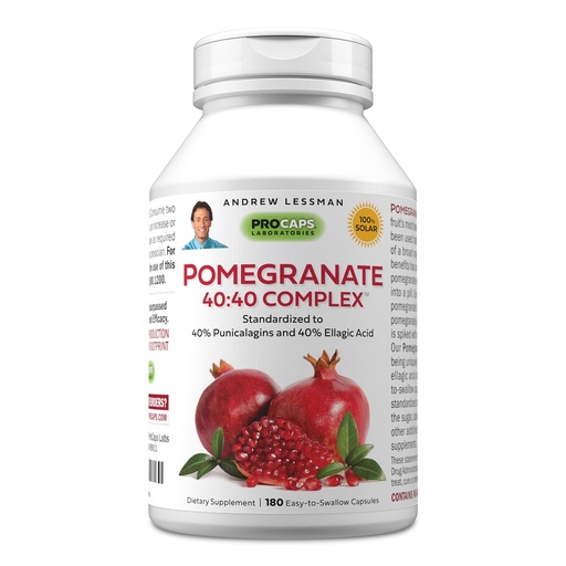[BRSWI2QGBZ5W2FY7] ANDREW LESSMAN Pomegranate 40-40 Complex 180 Capsules - All-Natural, High-Potency Extract to Protect Your Body from Free Radical Damage. No Sugar, Calories, Sweetener, Preservatives. No Additives