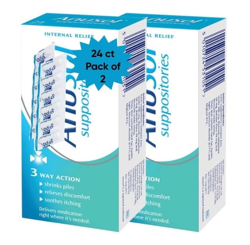 [BRSRY2T3CEAR62TK] ANUS0L Haemorrhoids Piles Treatment | 24 Suppositories | 2 Pack, (2 X 24 = 48 Count)