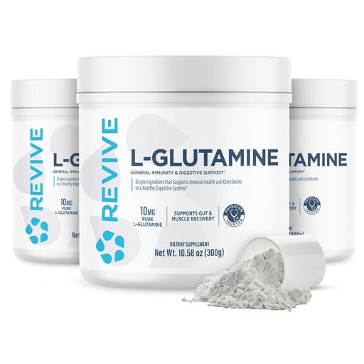 [BRSRECQBDJ6RSDQ2] Revive MD Gut L-Glutamine Powder - Muscle Recovery & Immune Support Supplement for Adults - Promotes Digestive Health, Reduces Muscle Soreness & Supports Immunity - Vegan (90 Servings)