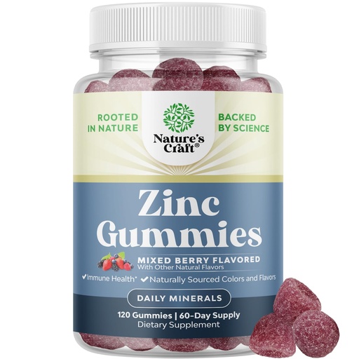 [BRSRMEAHA4CQGDTJ] Extra Strength Zinc Gummies for Adults - Chewable Zinc Supplements for Women & Men for Energy & Immune Support - Vitamins & Mineral Supplements - 120 Count
