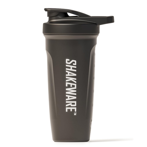 [BRSRGBAOAF5GGYLD] Protein Shaker Bottle, 28 oz, Snap-Fit Agitator for Smooth, Lump-Free Mixing, Leak-Proof Gym Shaker with Measuring Scale for Fitness and Everyday Use, Black