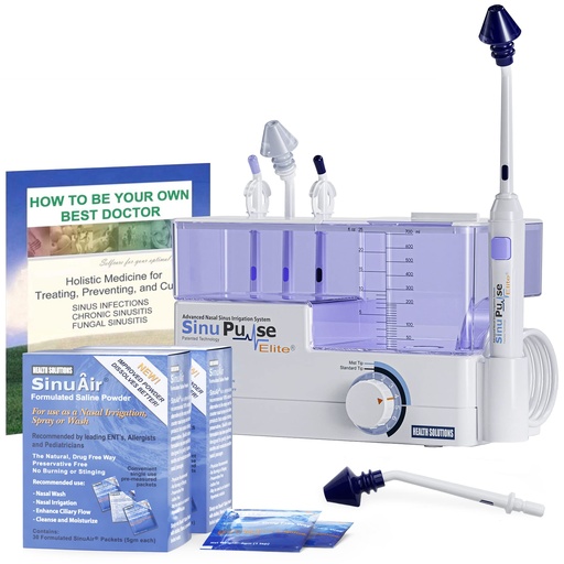 [BRSWGFQRAUCQYDTG] SinuPulse Elite Advanced Nasal Irrigation System, Pulsating Nasal Congestion Relief & Sinus Rinse Machine with 90 SinuAir Packets, Bonus Sinus Irrigator Tip, & Sinus Care eBook by Dr. Robert S. Ivker