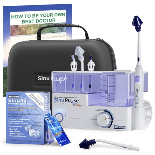 [BRSWGBIOBEHAEHTZ] SinuPulse Elite Advanced Nasal Irrigation System, Pulsating Sinus Rinse Machine with 60 SinuAir Packets, Bonus Sinus Irrigator Tip, Travel Case, & Sinus Care eBook by Dr. Robert S. Ivker