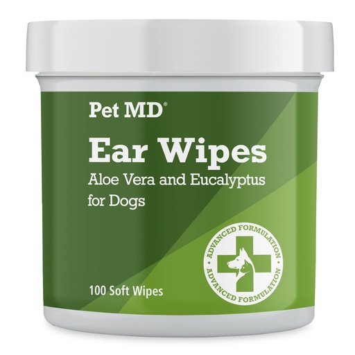 [BRSWKGY3BR7AGCYZ] Pet MD Dog Ear Cleaning Wipes – Otic Cleanser for Dogs, Soothing Ear Care with Aloe Vera & Eucalyptus, Regular Wipes, 100 Count