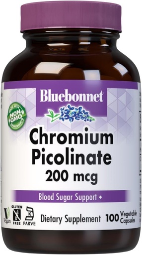 [BRSWIYT3PMDBY3LM] Bluebonnet Chromium Picolinate 200 mcg, 100 Vegetarian Capsules, 100 Count