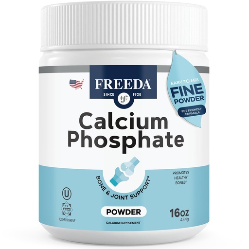 [BRSWIFITCEAQEED4] Freeda Calcium Phosphate Powder – Kosher Mineral Supplement for Bone & Joint Health in Men, Women, Dogs & Cats – Bone Strength Powder with Calcium and Phosphorus – No Vitamin D – Made in USA, 16oz