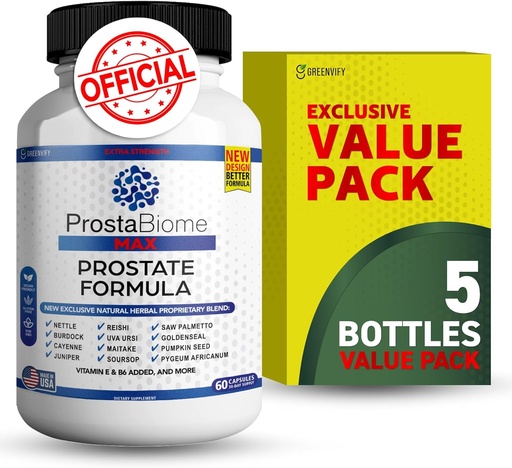 [BRSRABI2DEHAAYLO] ProstaBiome Max Prostate Support Formula, Natural Herbal Blend with Saw Palmetto, 60 Capsules, 30-Day Supply (5)