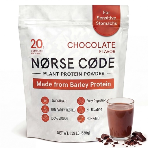 [BRSRAAQCBEPAM23P] Chocolate Barley Protein Powder | 20g Plant-Based Vegan Protein | Pea Protein, Rice Protein, Prebiotic Fiber, Smooth & Gentle on Stomach, Low Sugar, Keto Friendly | 14 Servings (1.39 lb)