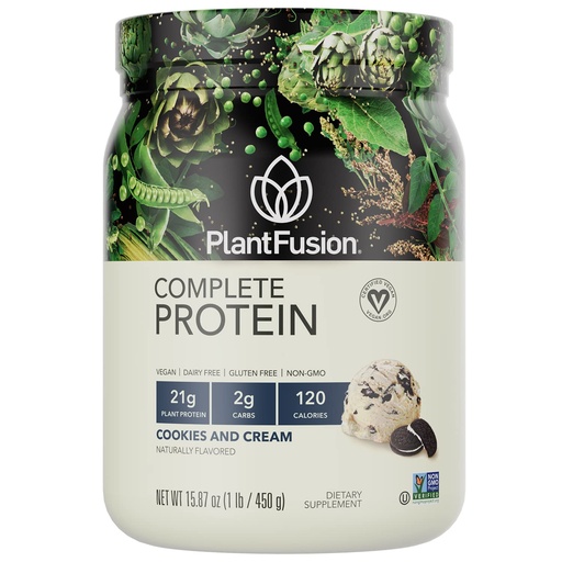 [BRSWIEYIOYBB2HDE] PlantFusion Complete Vegan Protein Powder - Plant Based Protein Powder With BCAAs, Digestive Enzymes and Pea Protein - Keto, Gluten Free, Soy Free, Non-Dairy, No Sugar, Non-GMO - Cookies & Cream 1 lb