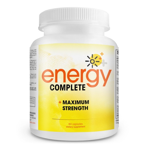 [BRSWIGYZBQMAC23M] Energy Complete - 18-in-1 Vegan Energy and Focus Supplement - Vegan Caffeine Pills (60 Daily Capsules)