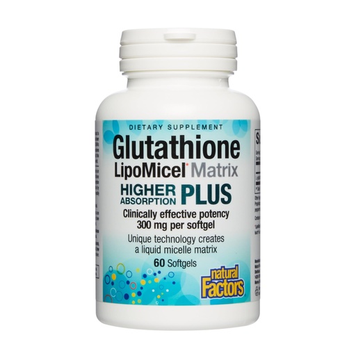 [BRSRMCQPBYIA2CD5] Natural Factors Glutathione LipoMicel Matrix 300 mg - Antioxidant Supplement for Healthy Aging & Immune Support - Non-GMO, Gluten-Free & Dairy-Free - 60 Softgels (30 Servings)