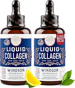 [BRSRAZYTBAMBE2D5] Liquid Collagen with Ashwagandha and L-Theanine - High Absorption 100,000 mcg Hydrolyzed Collagen Peptides Liquid Drops - Hair, Skin, Nails Health - Mood, Energy Levels Support – 2oz, 60 Servings.