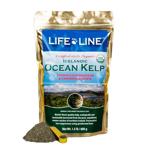 [BRSWIYIQBYCROFI7] Life Line Organic Ocean Kelp Supplement for Dogs, Cats, Horses & Livestock | Natural Source of Iodine for Skin, Shiny Coat & Immune Support | Helps Reduce Tartar, Shedding & Aids Digestion – 1.5 lb