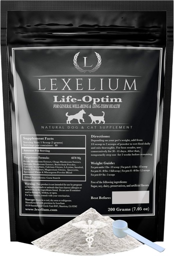 [BRSWGEALPMGWC2DU] Life-Optim Terminal Illness Support Blend for Dogs and Cats | 100% Natural Supplement Powder | Designed to Extend and Improve Quality of Life | 200 Gram Powder Bag