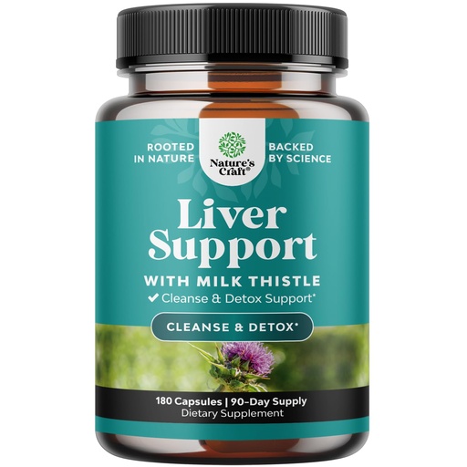 [BRSROFQBO4ORSF32] Natures Craft Liver Cleanse Detox & Repair 180 Capsules - Herbal Liver Support Milk Thistle Supplement - Silymarin Milk Thistle Supplements with Dandelion Root, Choline, Beetroot & Artichoke Extract