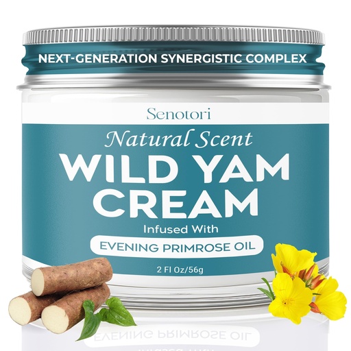 [BRSRECTYOUNRUADJ] Wild Yam Cream infused with Evening Primrose - Botanical Wild Yam Root Balm for Women's Midlife Wellness – Menopause, Hormone Balance & Nighttime Comfort, Non-Greasy Cream – 2 Oz (Unscented)