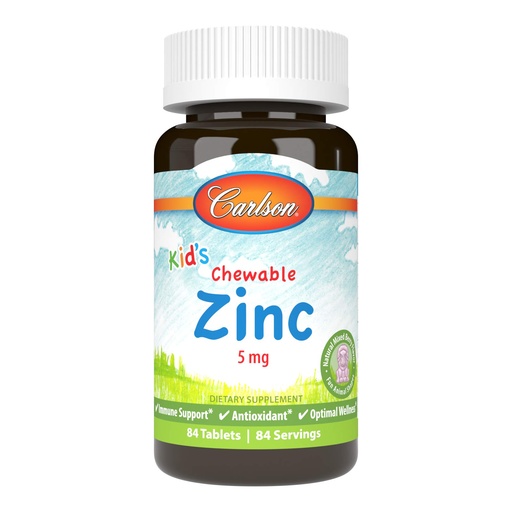 [BRSWYBQLOUBBGA33] Carlson - Kid's Chewable Zinc, 5 mg, Health Support, Natural Mixed Berry Flavor, 84 Tablets