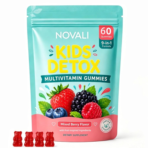 [BRSRYZADCMOQKFYZ] Novali Zeolite Kids Gummies, Multivitamin Gummies for Daily Wellness Support, Mineral-Based Supplement Mixed Berry Flavor-60 Count