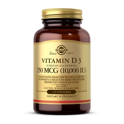 [BRSWIZQ5AEIRGCQZ] Solgar Vitamin D3 (Cholecalciferol) 10,000IU 120 Softgel