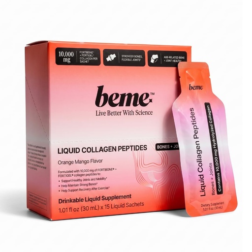 [BRSREZYYOQFAY3TV] BeMe Move – Liquid Collagen for Bones & Joints, FORTIBONE & FORTIGEL | 10,000mg per sachet | 15-day supply | Orange mango | No added sugar | Third-party tested