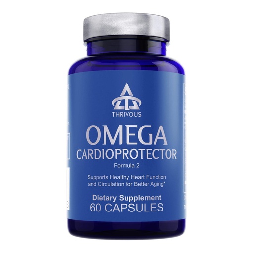 [BRSWGGLYCUBAAAD3] Thrivous Omega Cardioprotector – Advanced Heart & Circulation Support Supplement with AvailOm Omega-3, Garlic, Gotu Kola, Oligopin Pine Bark – 60 Vegan Capsules