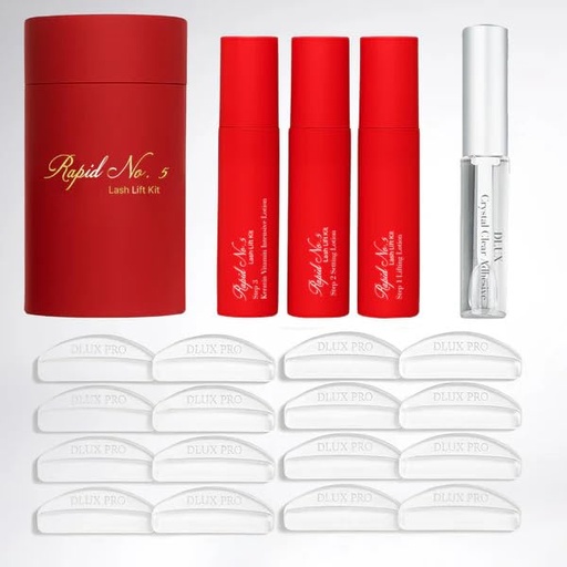[BRSRGBLQBAPWKELO] DLUX PROFESSIONAL Korean Lash Lift Kit – Rapid No.5 Eyelash Perm Kit, Semi-Permanent DIY Lash Lift, Lash Lamination and Brow Lamination Kit, Lasts Up to 4 Weeks, Salon and Home Use