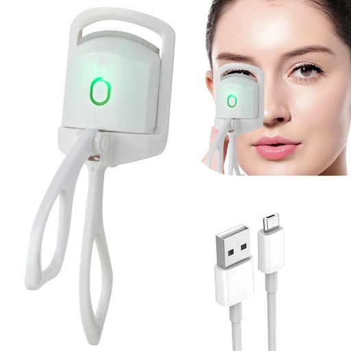 [BRSRAEAECAPWMFA6] Heated Eyelash Curler, BORNBYME Electric Rapid Heat Lash Curlers with 2 Heating Modes for Women Makeup Quick Natural Lash Curling, White