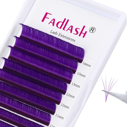 [BRSWGAITO4CW2CIY] Easy Fan Volume Lashes D Curl Mixed Tray Purple Volume Eyelash Extensions 8-14mm Rapid Blooming Lash Extension Supplies by FADLASH (Purple 0.07-D-Mix)