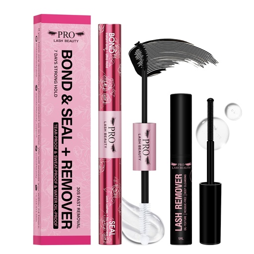 [BRSRGBAEDN6BUYL4] PROLASHBEAUTY Lash Cluster Glue Lash Glue Remover Kit for Clusters Lash, Long Lasting Waterproof Eyelash Glue, Qucik Removal Eyelash Remover (Black Bond & Seal+Remover)