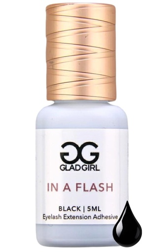 [BRSROBQNOEBGYCTU] GladGirl False Eyelash Extension Glue, in A Flash Lash Extension Glue, 5ml, Fast Dry Time of 1/2-1 Second, Retention Up to 5 Weeks, Perfect for Classic, Hybrid, Volume and Mega Volume Lashes
