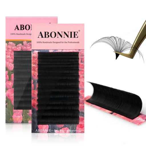 [BRSROBIZO57WY2Y6] Easy Fan Lash Extensions, Rapid Blooming Volume, D Curl Cashmere Fan Lashes, 0.05mm Thickness, 15mm Length, Self Fanning, Black
